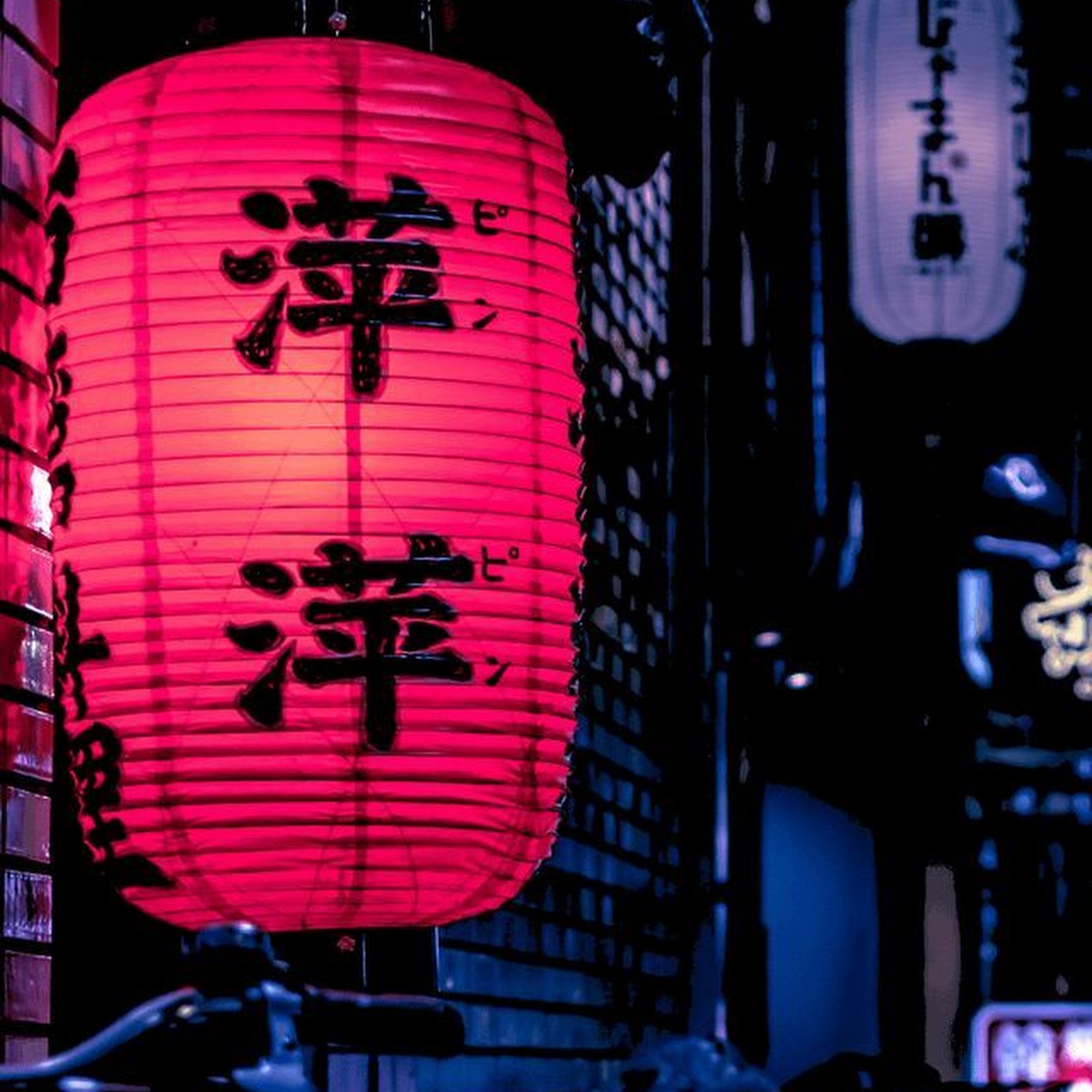 Download Japanese Lanterns, Asian Street, Night Photography, Urban Scene iPhone
