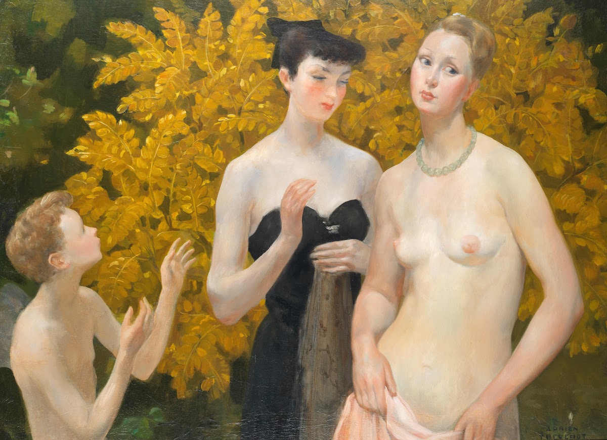 Bather and companions