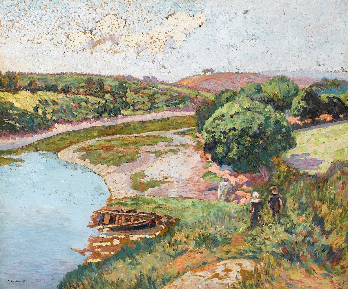 Breton et Bretonne au bord de LAven 1892
