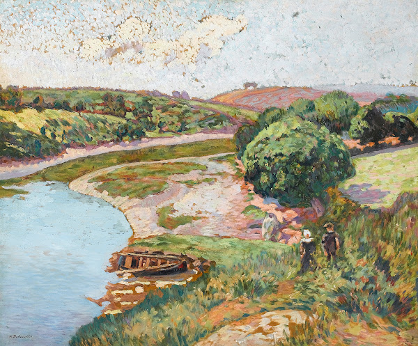 Breton et Bretonne au bord de LAven 1892