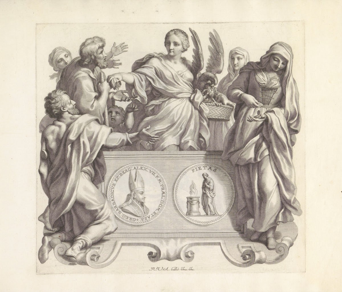 Portret van Gregorio Barbarigo en de personificaties van Barmhartigheid en Vergo