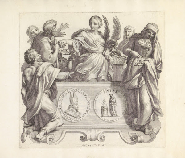Portret van Gregorio Barbarigo en de personificaties van Barmhartigheid en Vergo