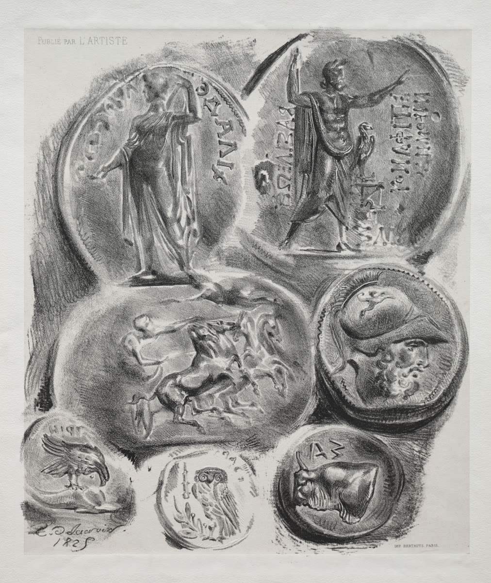 Sheet with Seven Antique Medals 1825