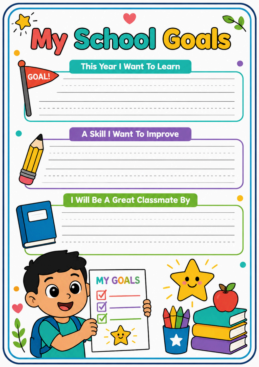 My School Goals Writing Worksheet