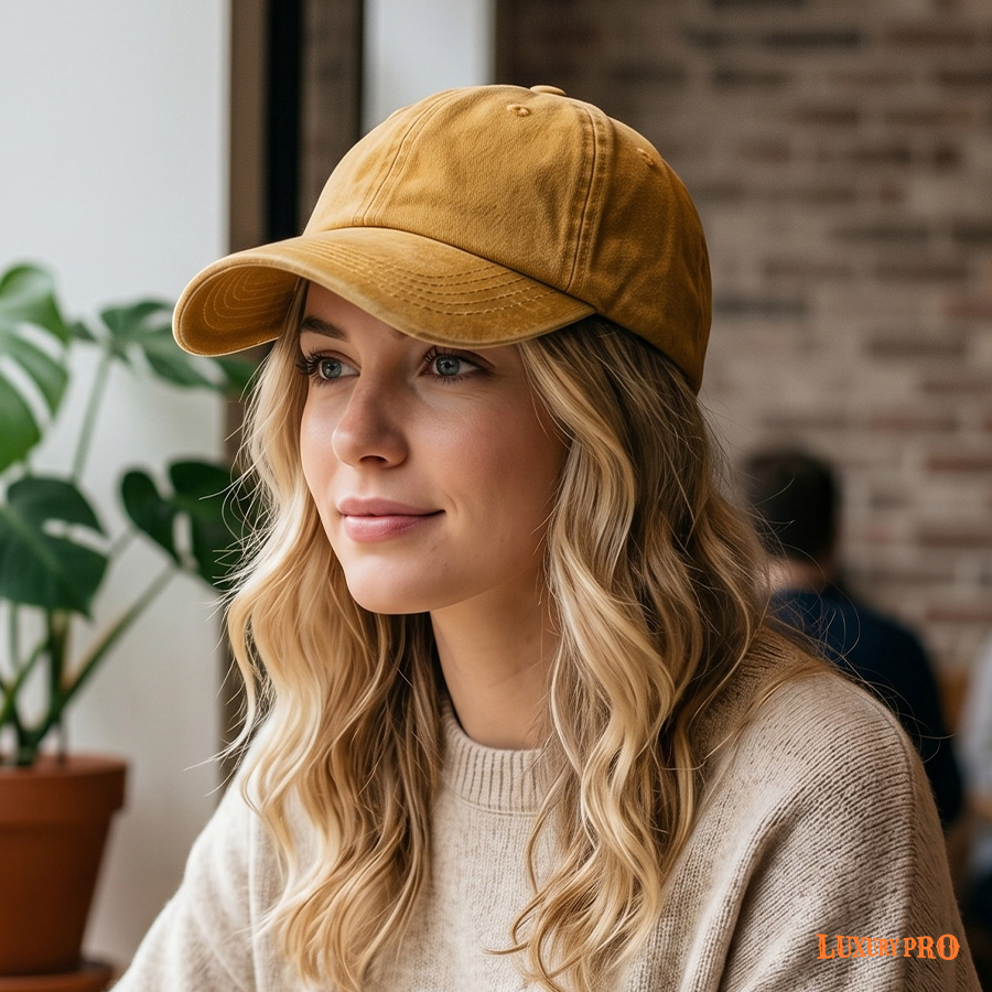 Text embroidery - washed baseball cap