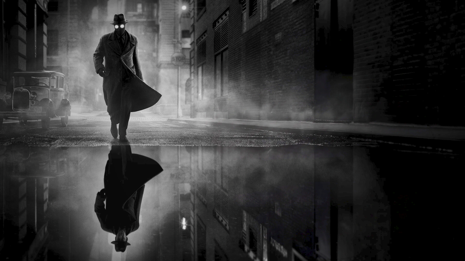 Spider-Man Noir On Foggy Street - Noir Digital Art 4K Wallpaper (3840x2160)