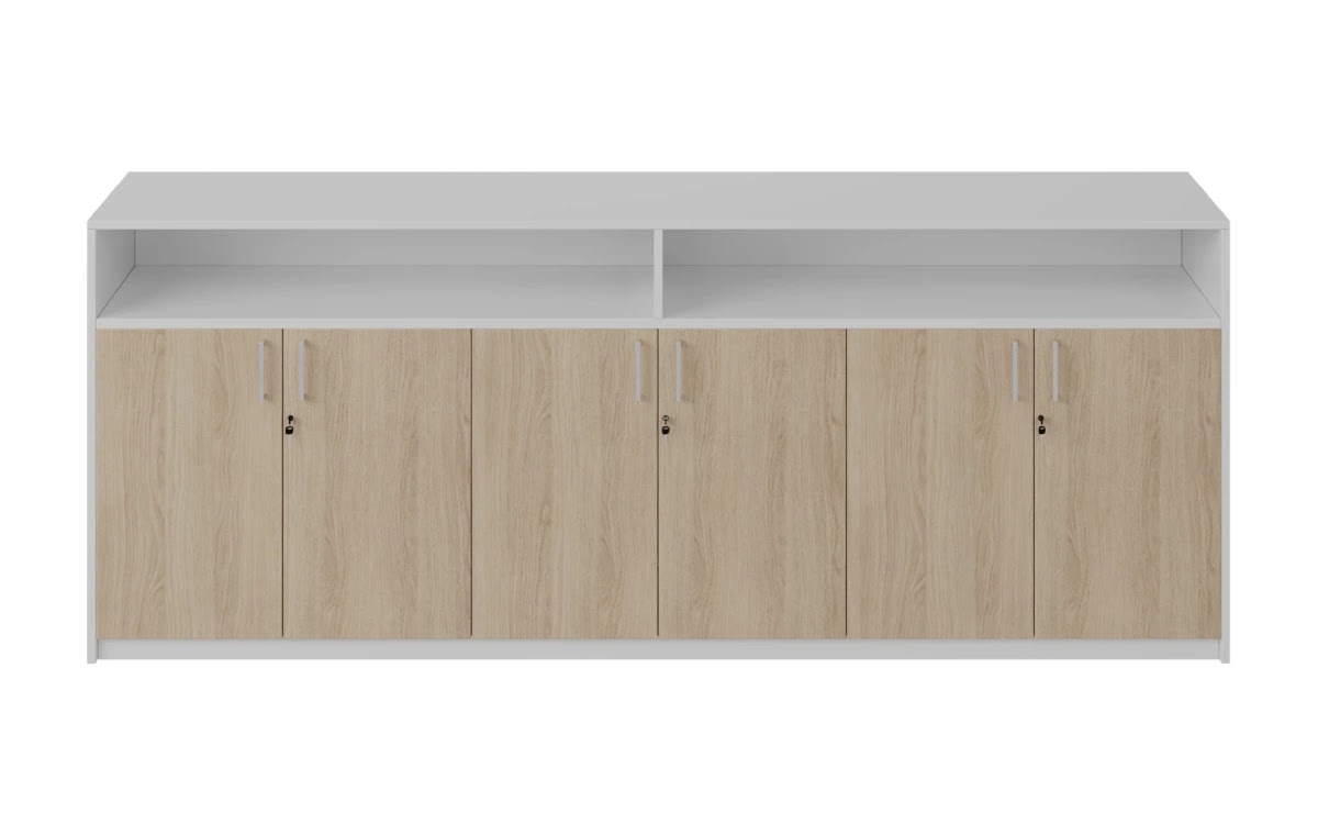 RADAR Color Six Door Cabinet With Recessed Open Top Shelf