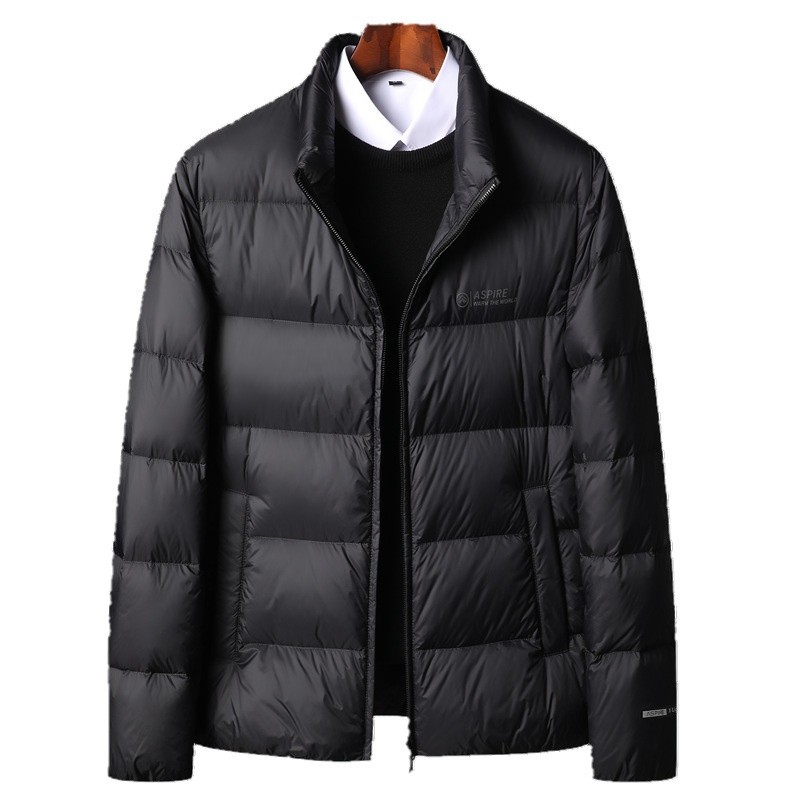 Warm men's down jacket, simple design