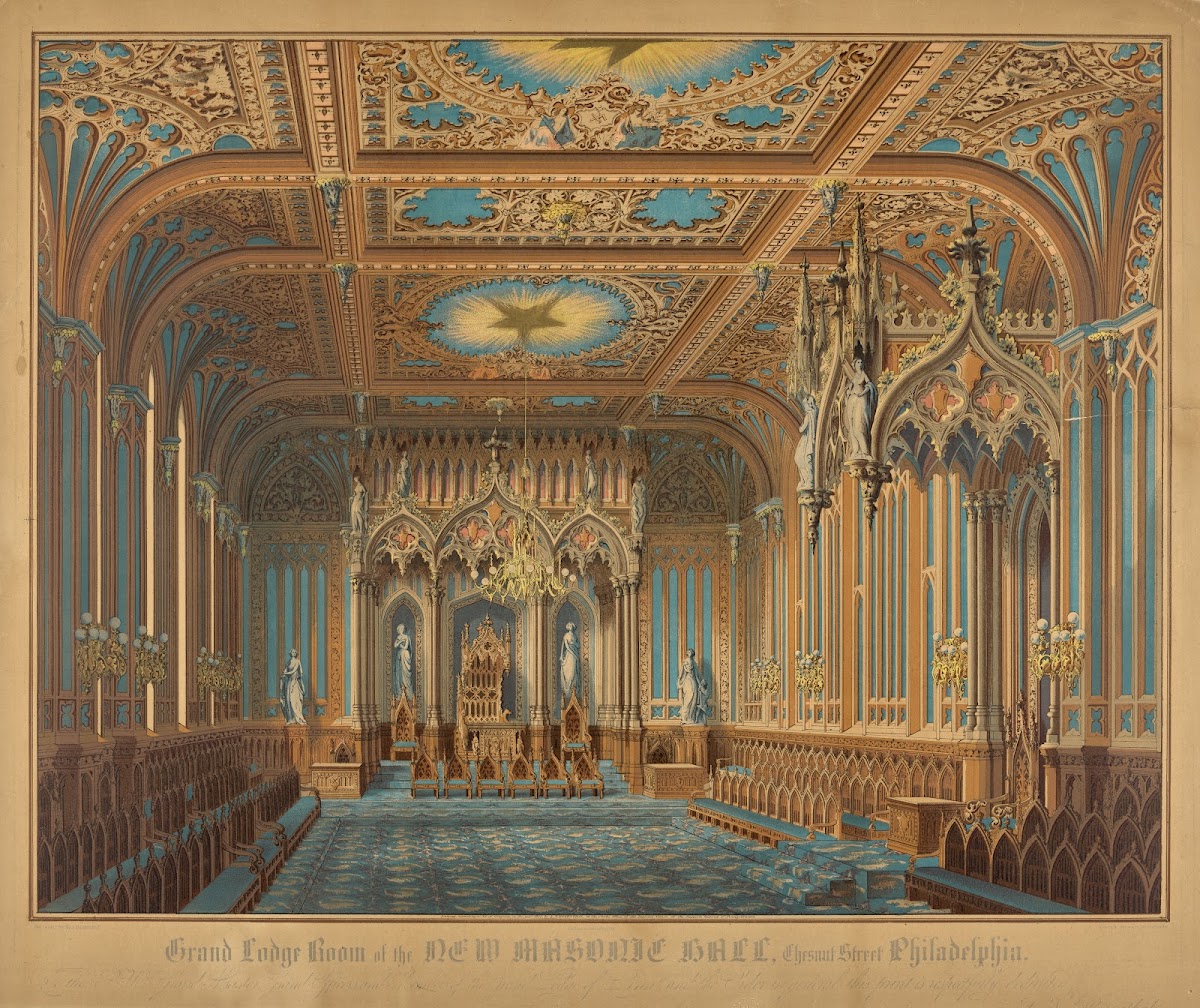 Grand Lodge Room of the new Masonic Hall Chestnut Street Philadelphia 1855