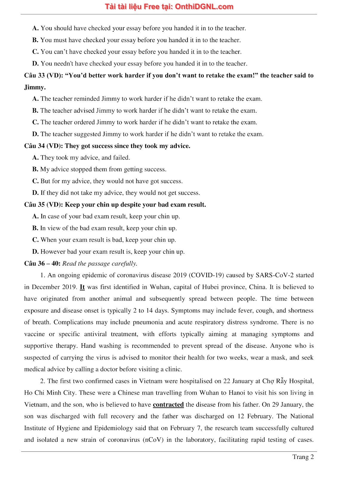 800 bài tập môn Tiếng Anh - Ôn thi ĐGNL ĐHQG TP HCM Phần 20