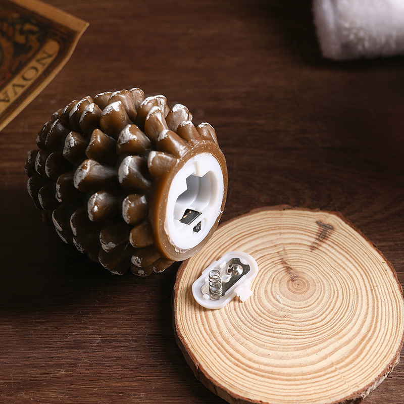 LED Wax Candle Pine Cone, Painted