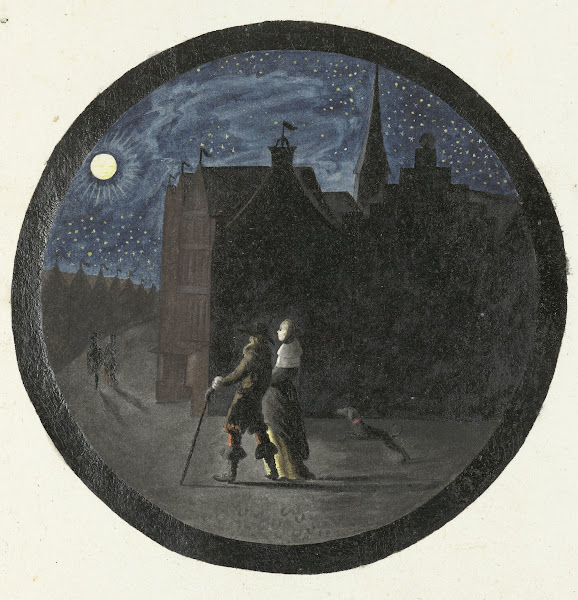 Wandelend paar bij maanlicht in or before c 1659