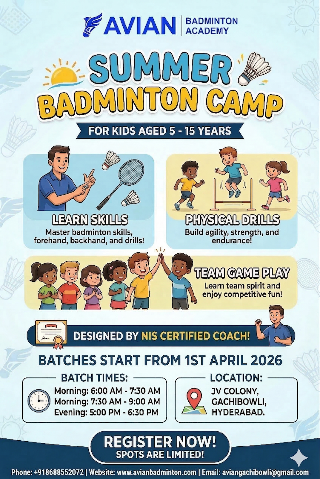 Summer Badminton Camp Details