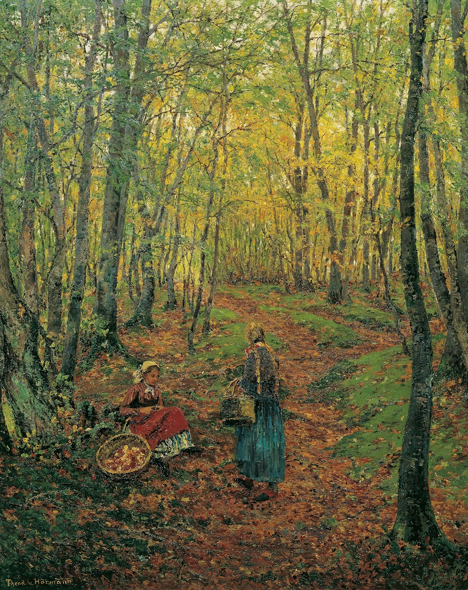 Waldinneres Mit Pilzesuchendem Mädchen 1892