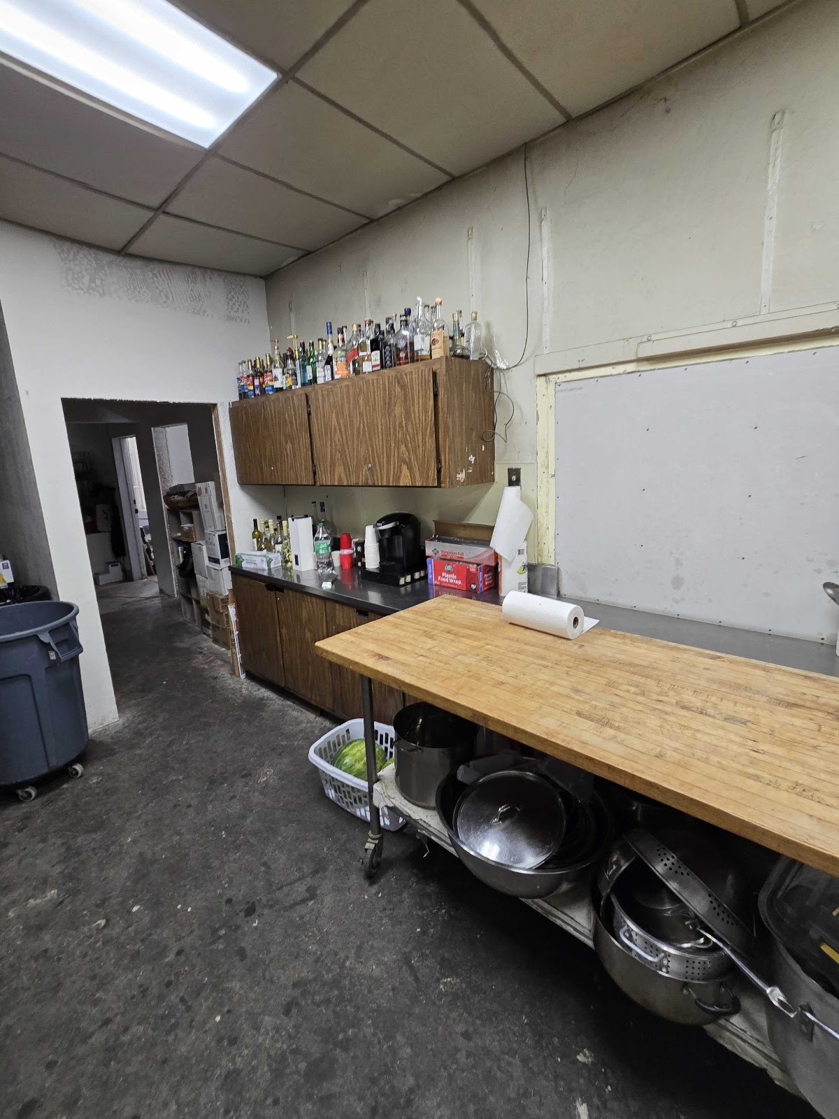 Commercial kitchen interior — completed walls and ceiling