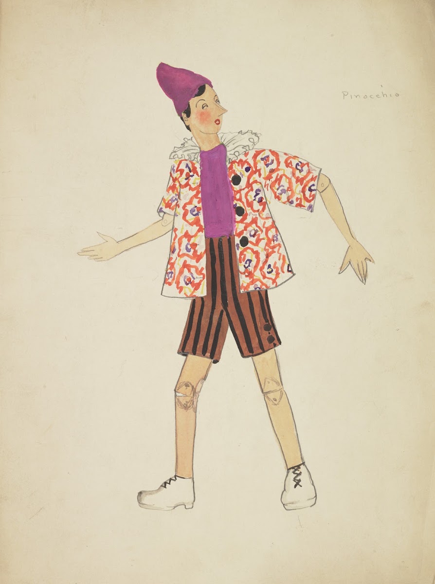 Pinocchio Pinocchio Purple shirt white coat with red pattern and neck ruff 1934