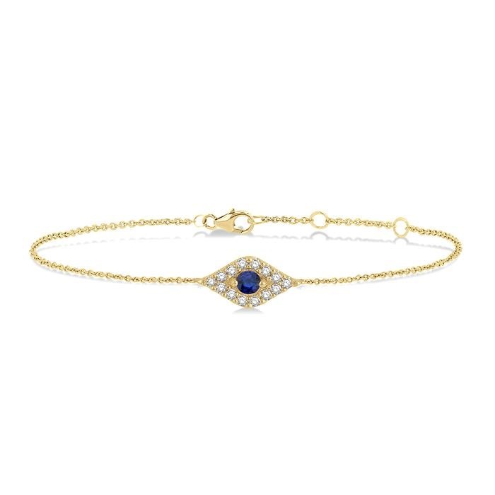 Evil Eye Gemstone & Petite Diamond Fashion Chain Bracelet