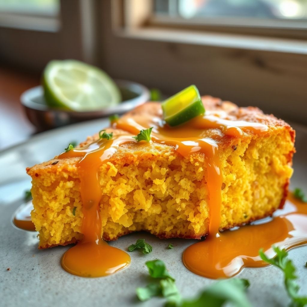 Spicy Sweet Jalapeño Cornbread with Tangy Lime Drizzle – Easy Homemade Side finished