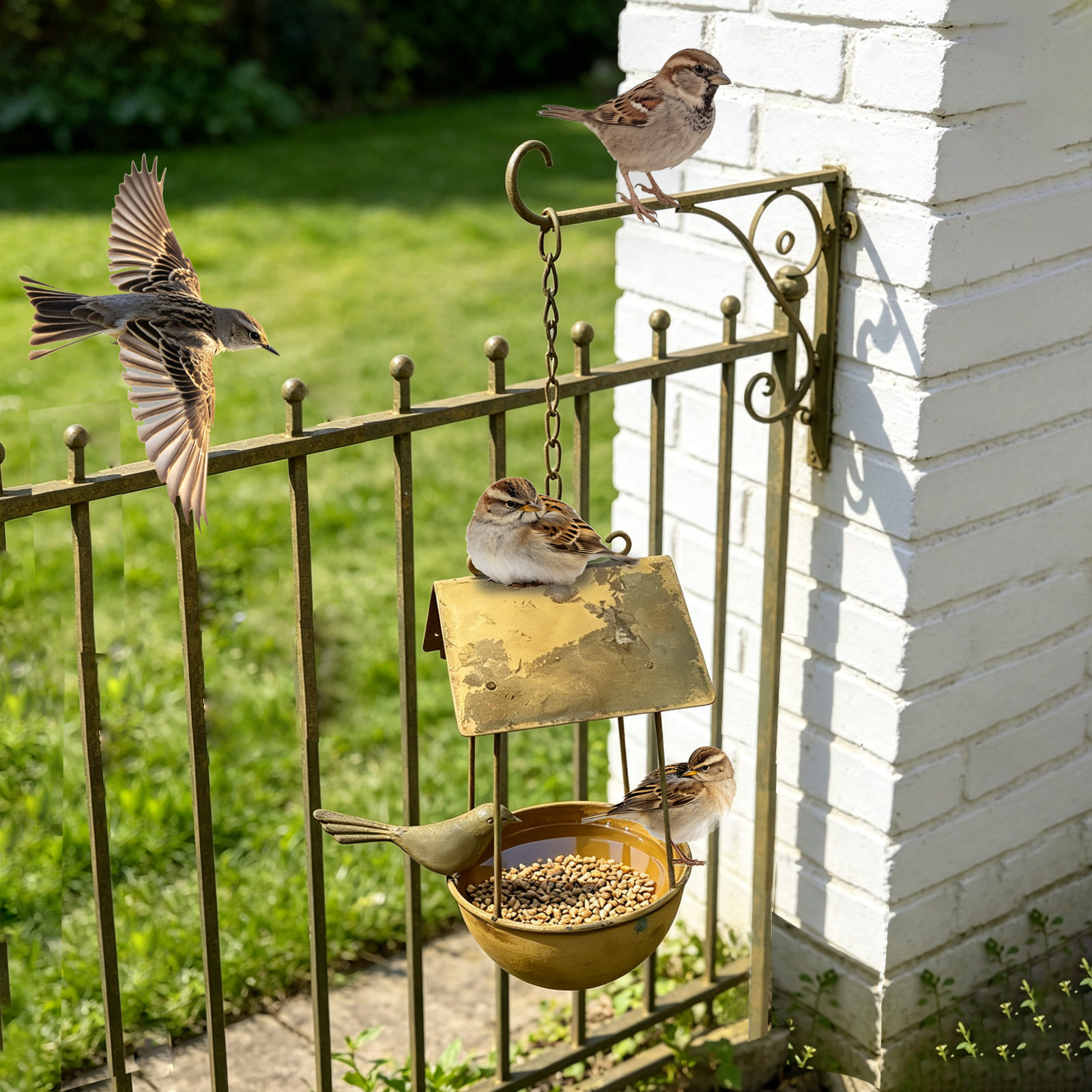 Iron birdhouse, hanging, rust look