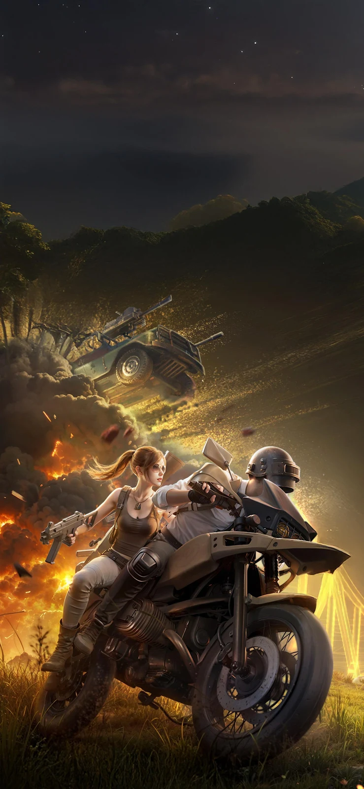 PUBG Mobile Battle Scene - Digital Illustration 2K iPhone Wallpaper (1772x3839)