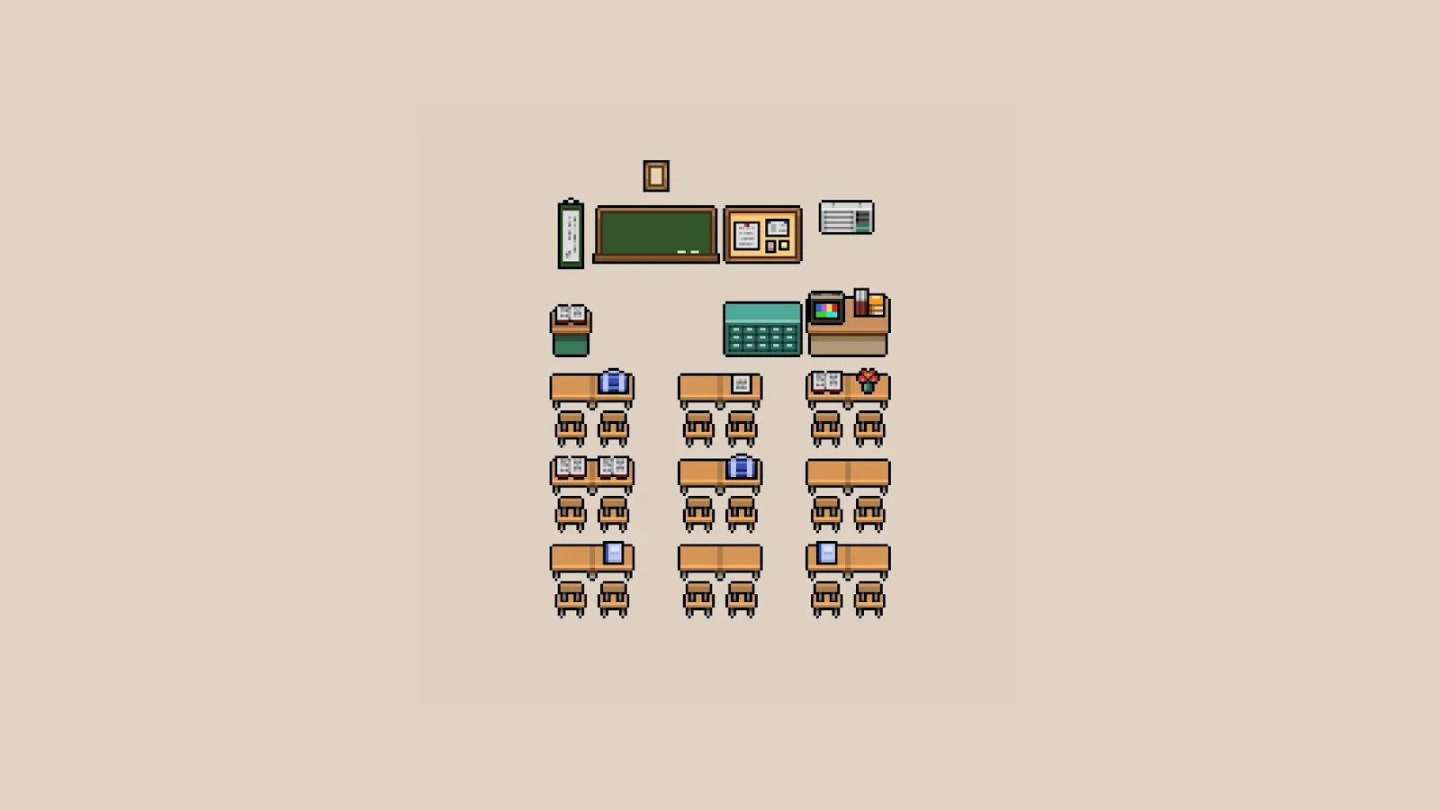 Pixel Art Classroom Assets - Pixel Art 4K Wallpaper (3840x2160)