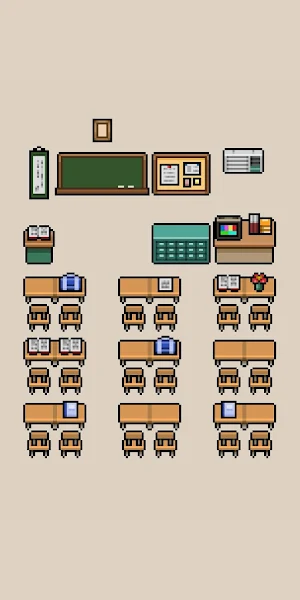 Pixel Art Classroom Assets 4K Wallpaper Background
