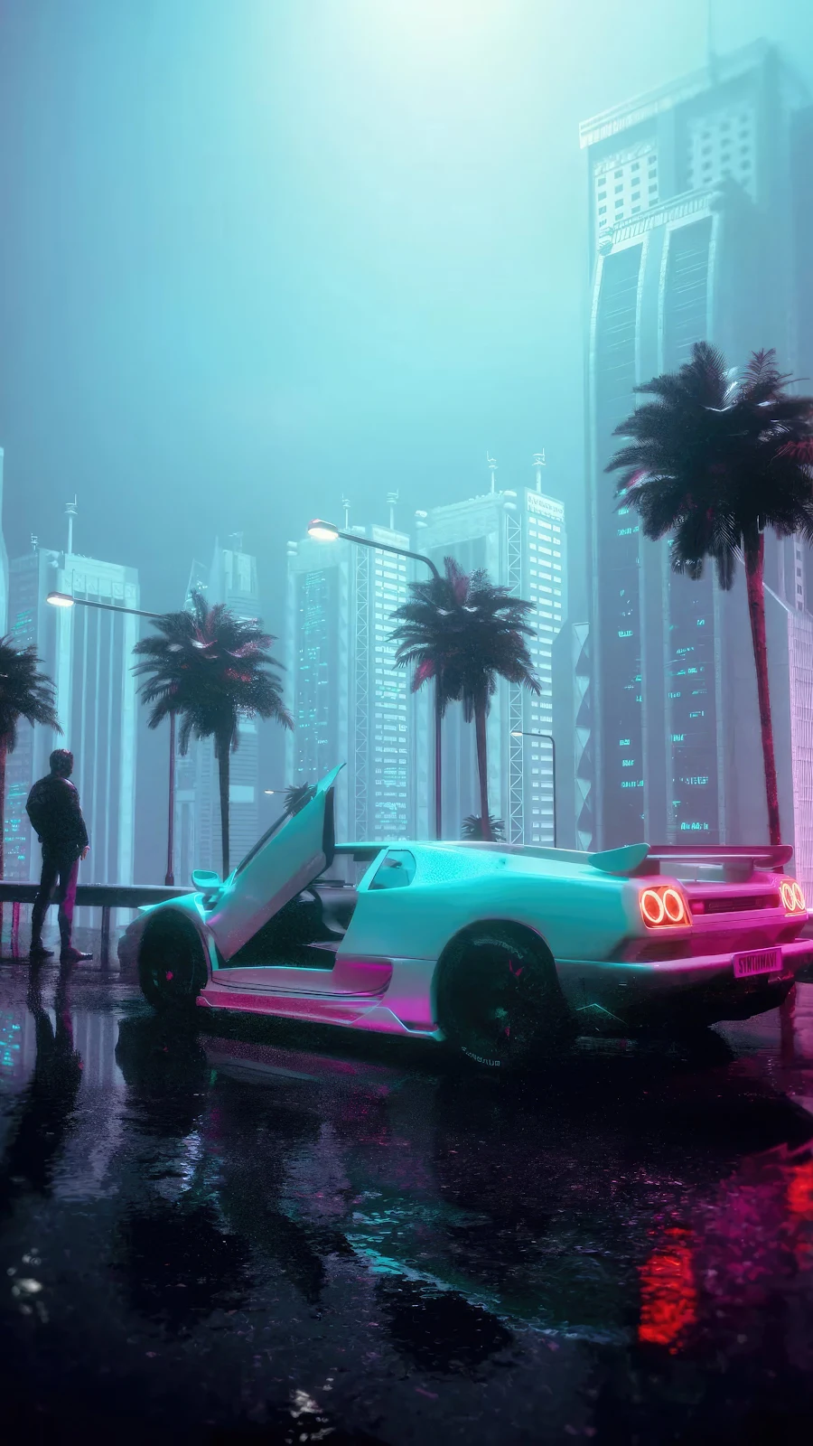 A Cool Futuristic Retro Drive Synthwave Car Expedition 4K  iPhone Wallpaper for Free Download in High Quality [2160x3840]