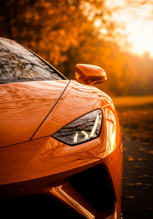 Golden Hour Sports Car Headlight