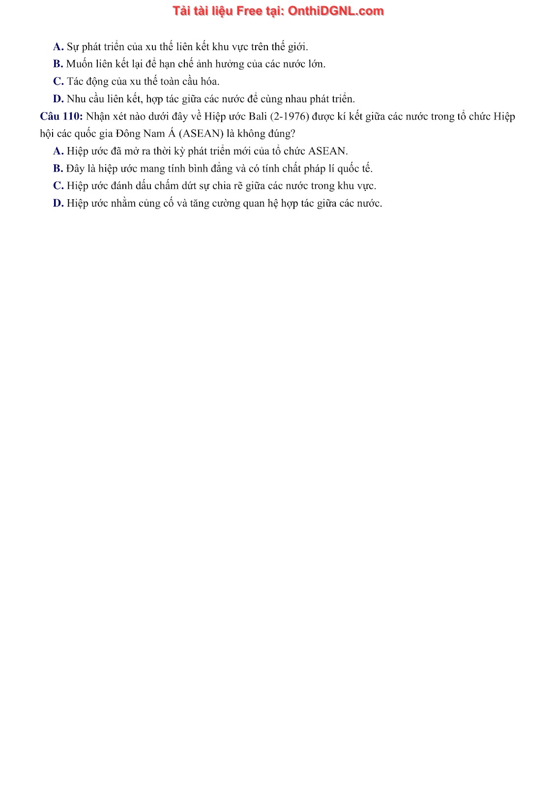 150 bài tập môn Sủ- Ôn thi ĐGNL ĐHQG HN Phần 4