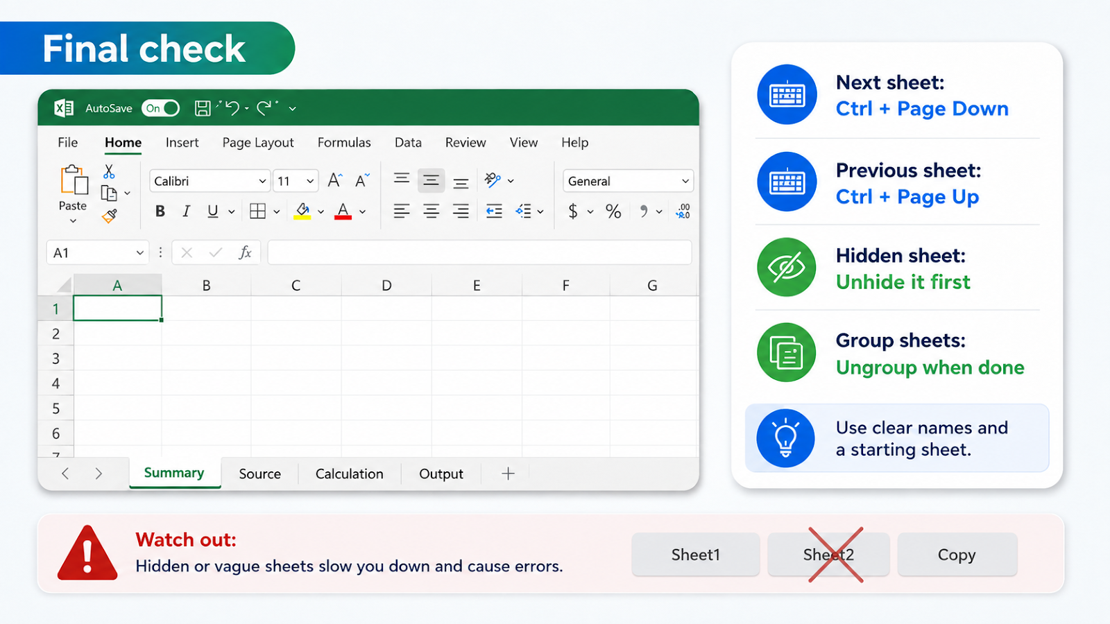 Faster Sheet Navigation in Excel verification and final check