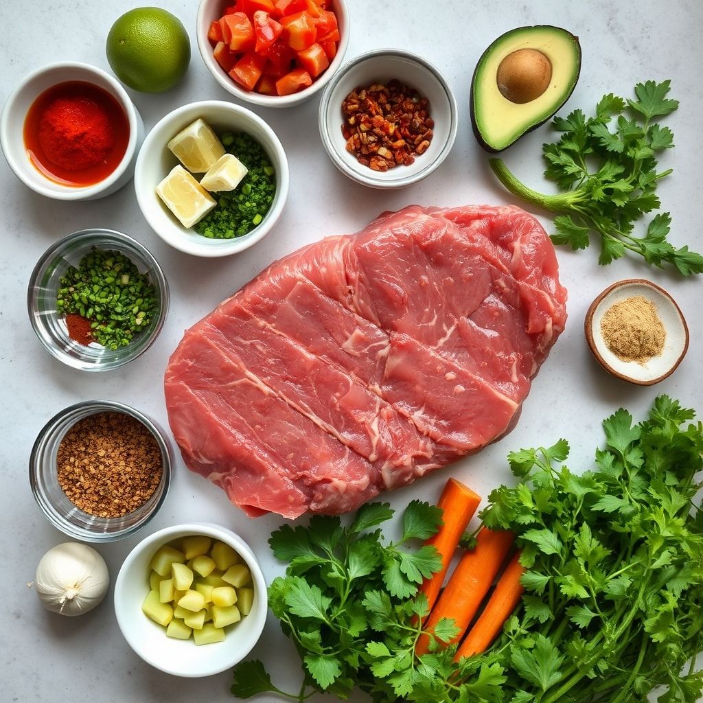 Ingredients for Easy Chili Lime Flank Steak with Fresh Avocado Salsa – 40-Minute Family Dinner