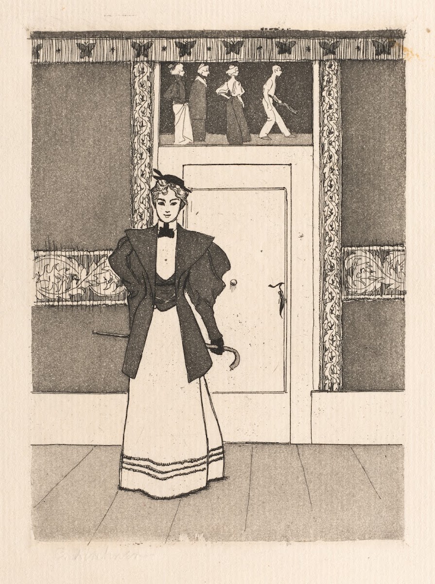 Interior with Young Woman in Walking Costume 1895