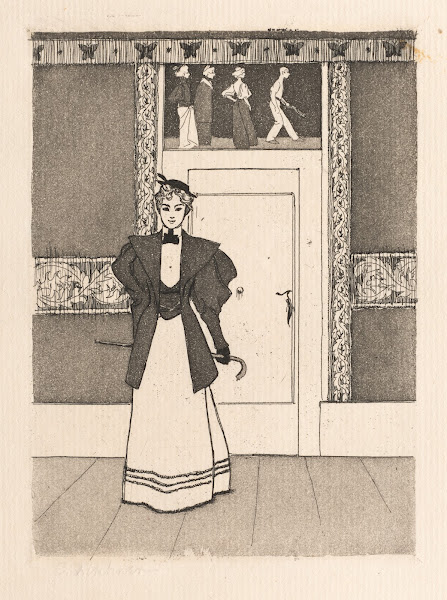 Interior with Young Woman in Walking Costume 1895