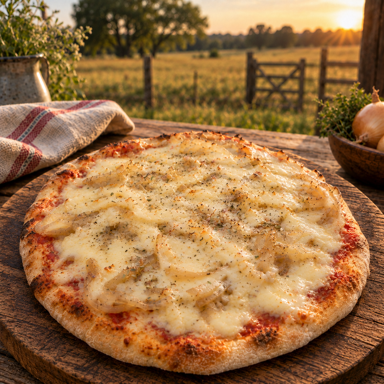 Pizza Fugazza Estilo Napolitano de Masa Madre con Harina Orgánica