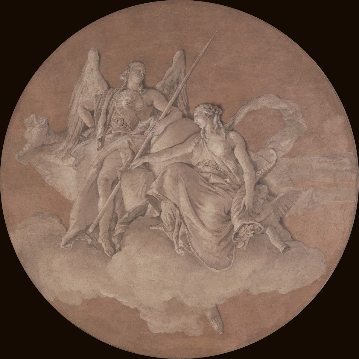 Allegorical Figures Representing Virtue and Abundance 1760