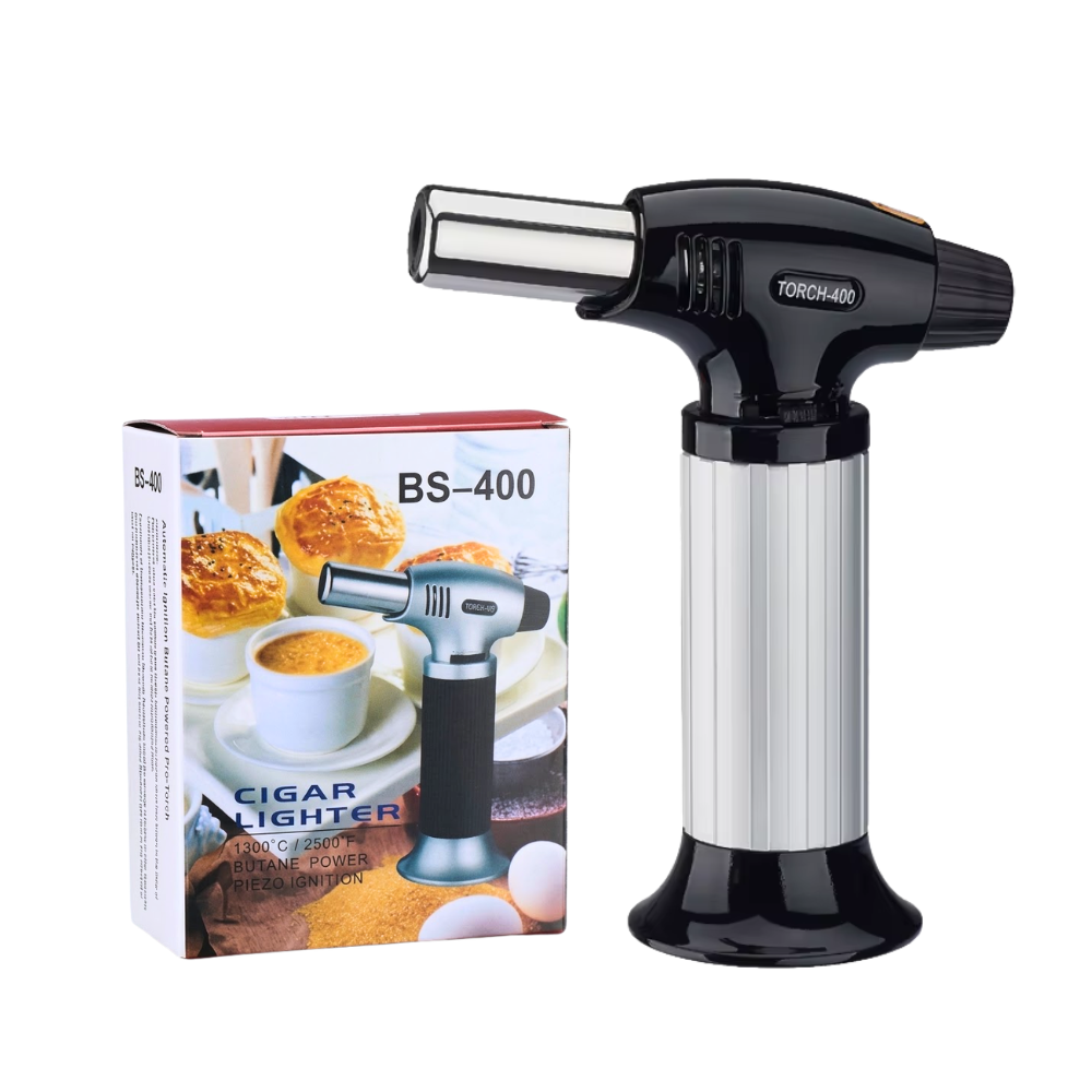 Soplete Flameador de Cocina BS-400 Recargable con Llama Ajustable para Reposteria 1300°C