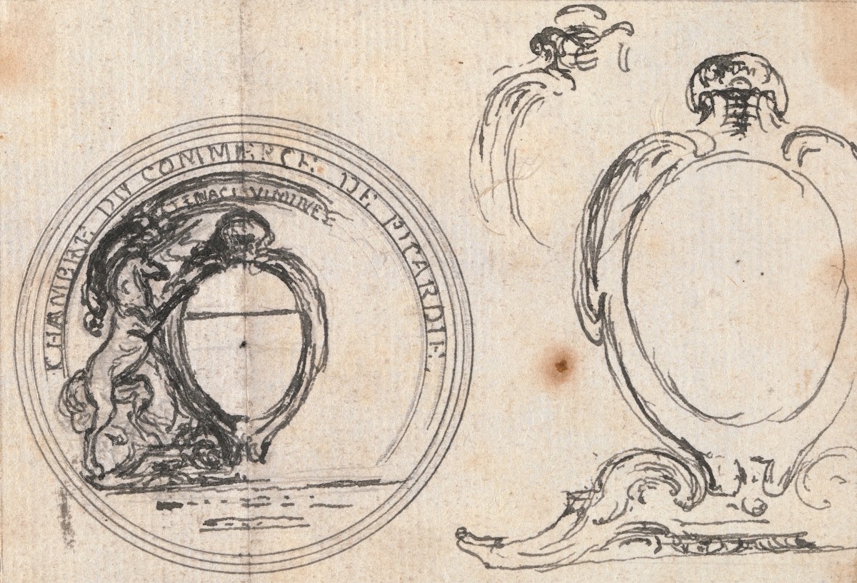 Design for a Coin Chambre du Commerce de Picarde First Draft ca 1761