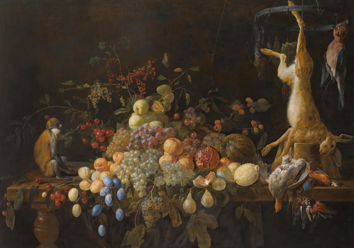 A Still Life With Grapes Figs Apples Oranges Apricots Lemons A Melon Loganberrie