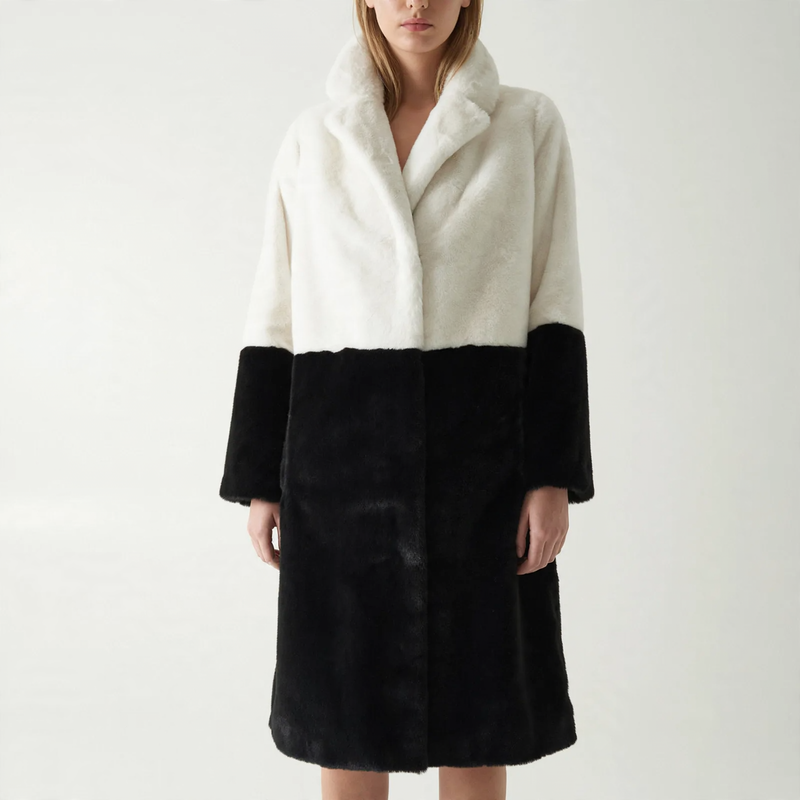 Damen-Mantel aus Kunstfell, warm, mittellang