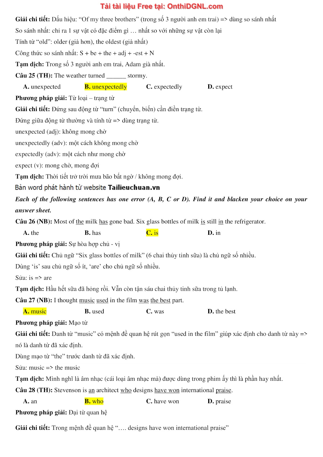 800 bài tập môn Tiếng Anh - Ôn thi ĐGNL ĐHQG TP HCM Phần 2