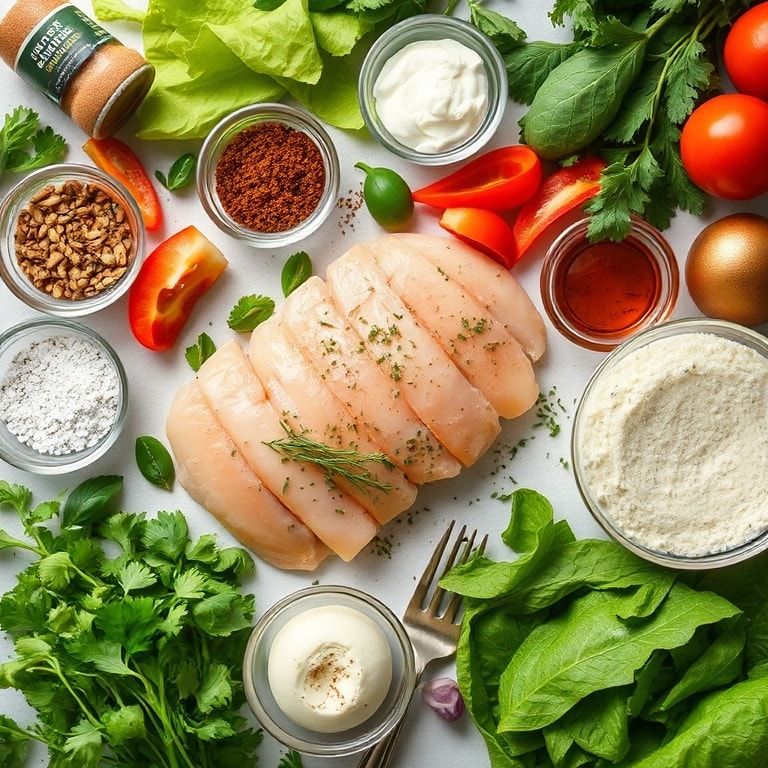 Ingredients for Easy High Protein Chicken Salad Recipe for Quick Lunch: Protein-Packed, 30-Minute Meal