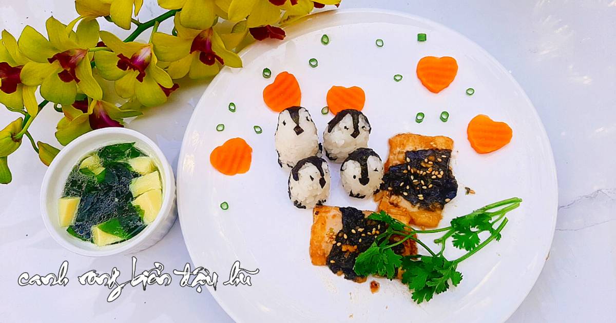 Đậu hũ non rong biển tách muối cho bé 9m+
