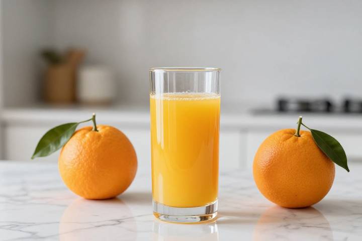 Свежевыжатый апельсиновый сок и целые фрукты