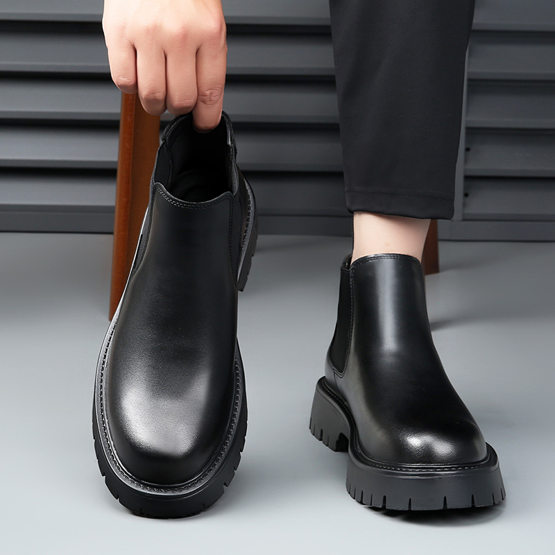 Men's leather boots, insulated, non-slip, business style