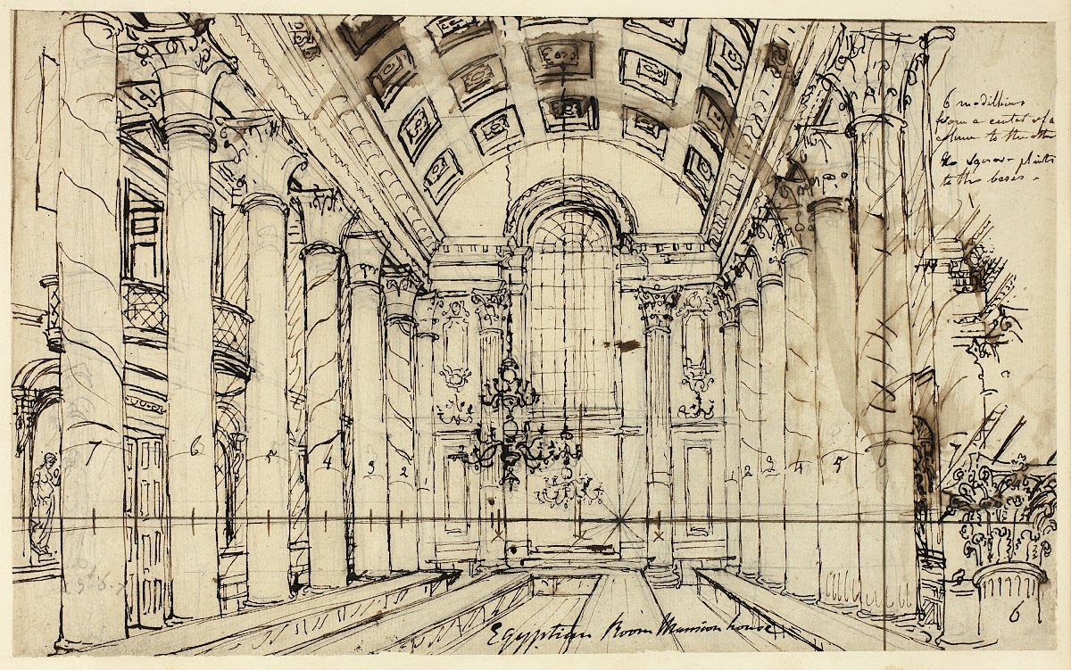 Study for Egyptian Hall Mansion House from Microcosm of London c 1809