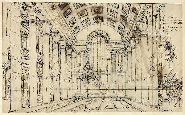 Study for Egyptian Hall Mansion House from Microcosm of London c 1809