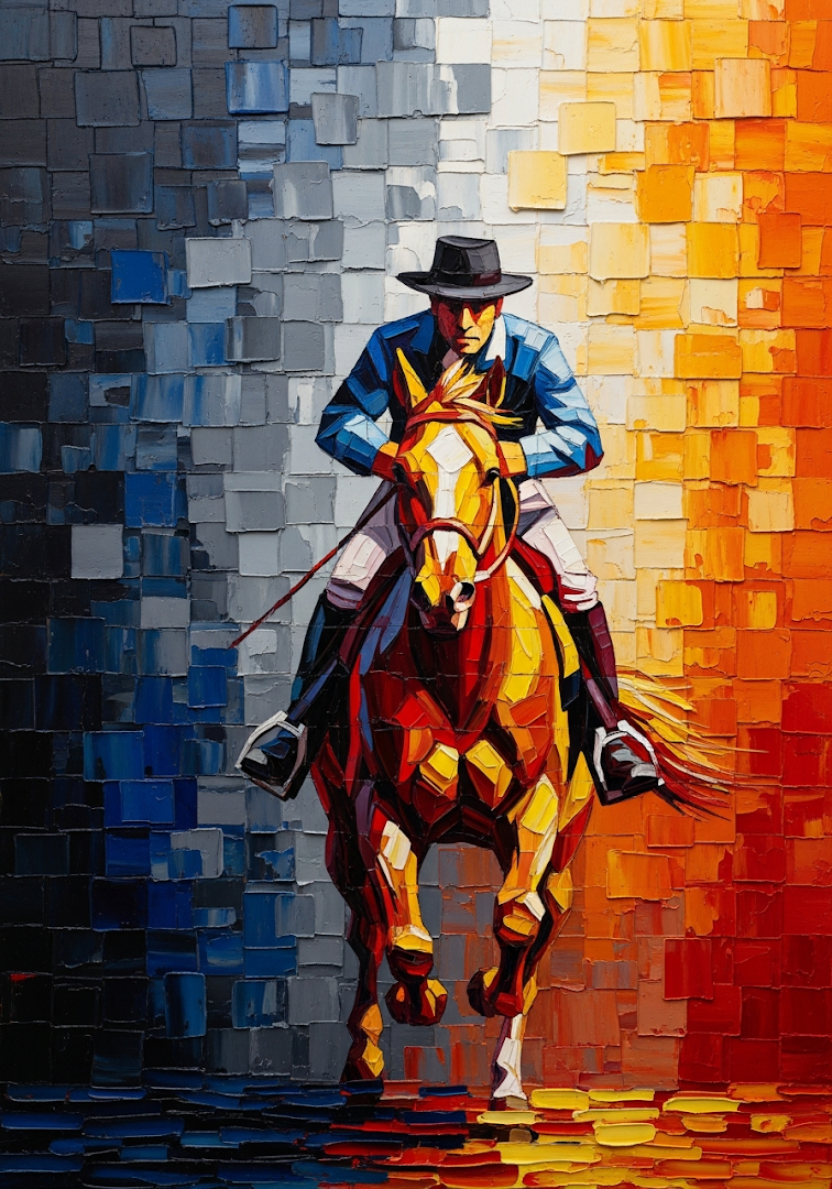 Abstract Impasto Horse and Rider