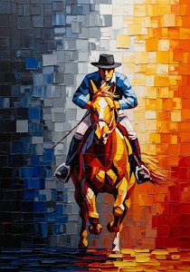 Abstract Impasto Horse and Rider