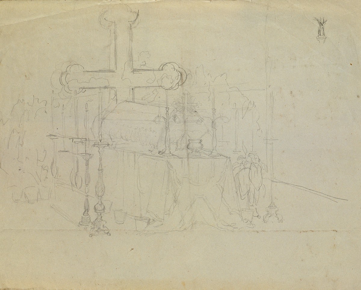 Aufbahrung der Juliana Krafft und ihrer Tochter Ludovica 1847