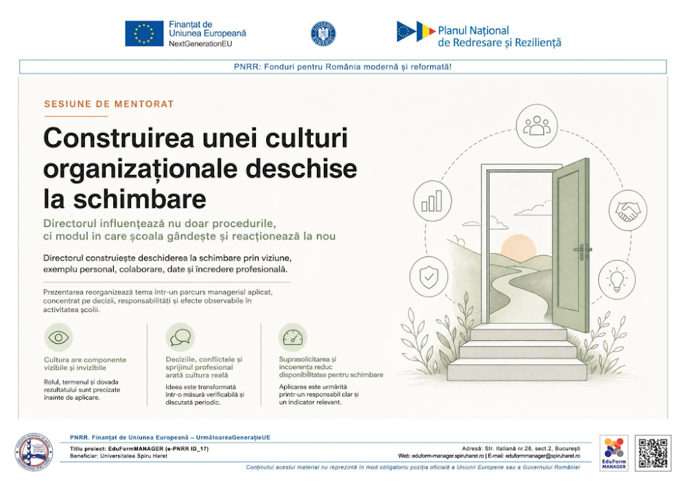 Coperta ghidului Rolul directorului în construirea unei culturi organizaționale deschise la schimbare